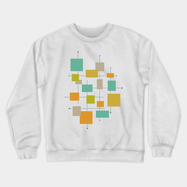 Turquoise Green Orange Square Mid Century Crewneck Sweatshirt by OrchardBerry